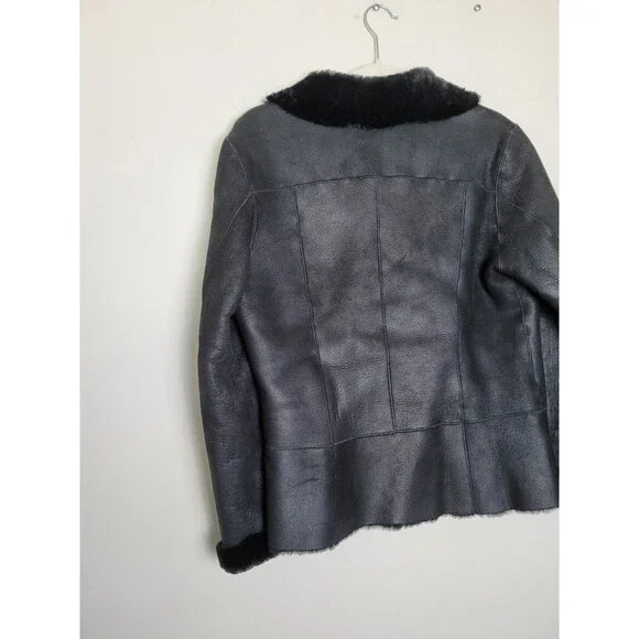 Autunno Collezione Sheepskin Leather Coat Sherpa Lined Made in Turkey Medium
